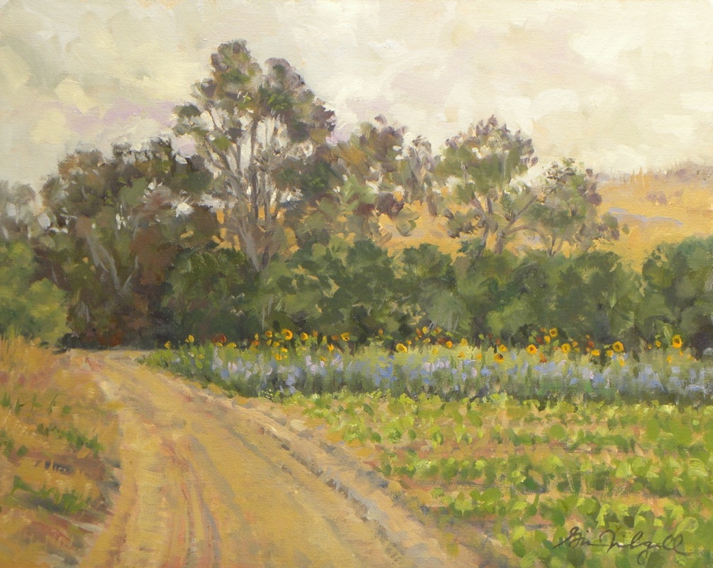 Sunflowers and Larkspurs, Gina Niebergall, artist