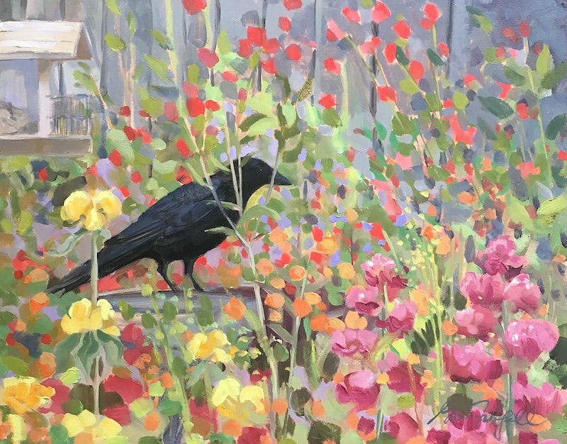 Bird Watching, 16” x 20” Oil on Panel by Gina Niebergall